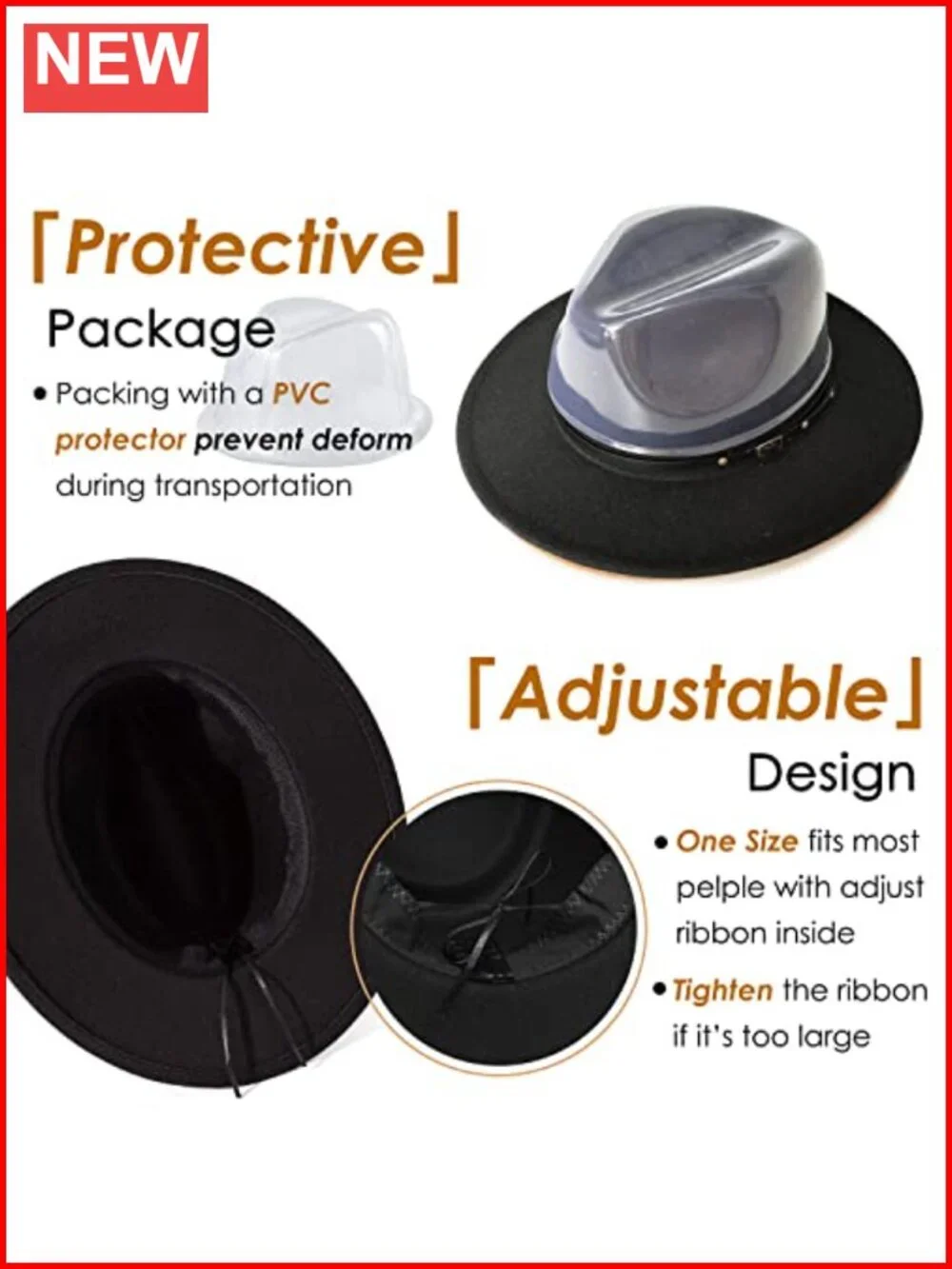 Women's Fedora Hat with Belt Buckle - Adjustable Cotton Blend Trilby,